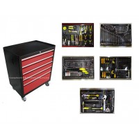 tool cabinet metal tool trolley with tools wheels 5 Drawers Rolling mobile tool trolley set for garage storage   AX'TONE