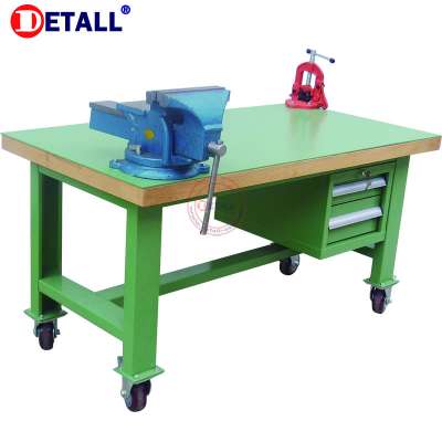 industrial work bench with bench vice for workshop